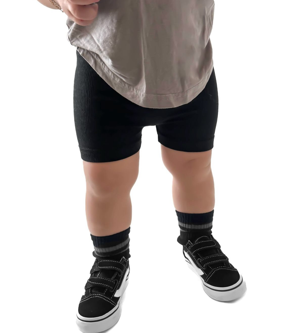 Bamboo Ribbed Biker Shorts - Black