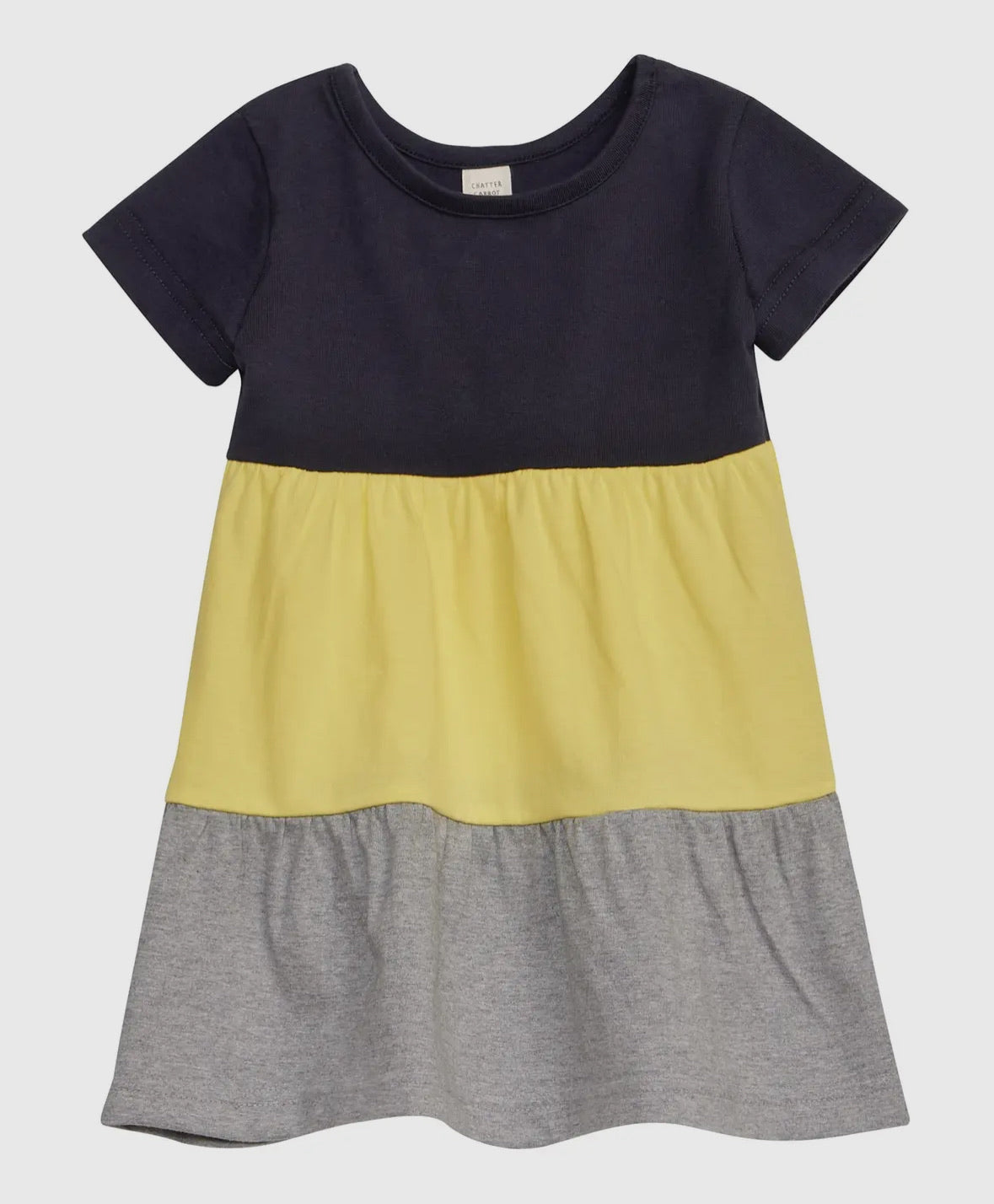 Girls Color Block Tiered Dress - Navy