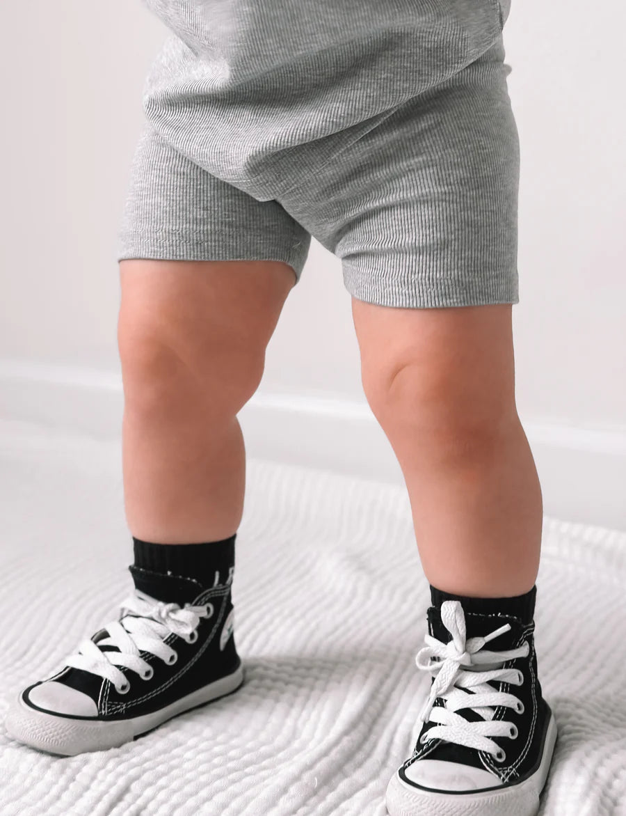 Little Bipsy Ribbed Biker Shorts - Grey
