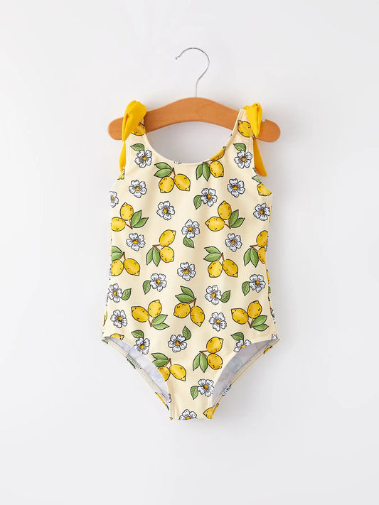 Girls Swimsuit - Lemon Floral