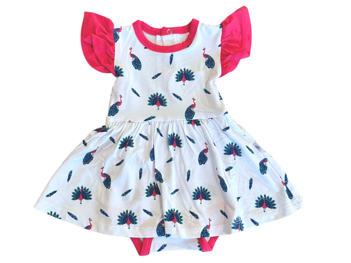 Bamboo Flutter Bodysuit Dress - Peacock