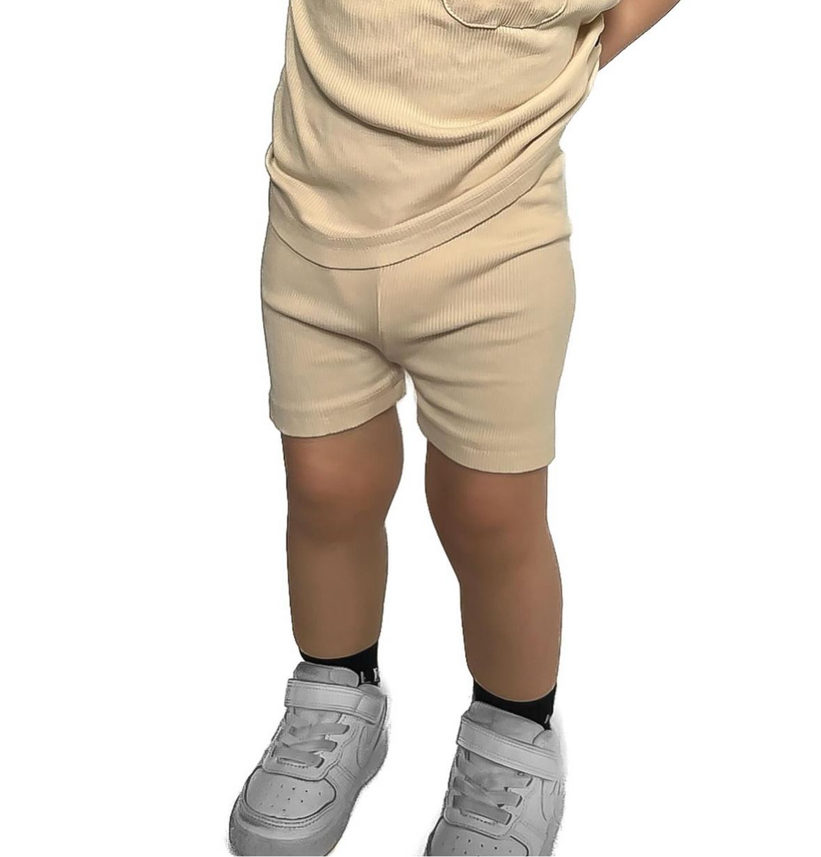 Bamboo Ribbed Biker Shorts - Sand