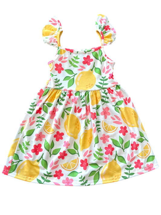 Girls Summer Dress - Lemons