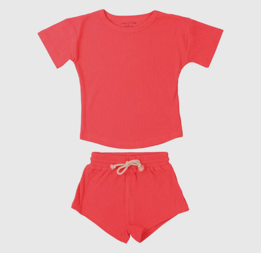 Two-Piece Waffle Set - Neon Pink