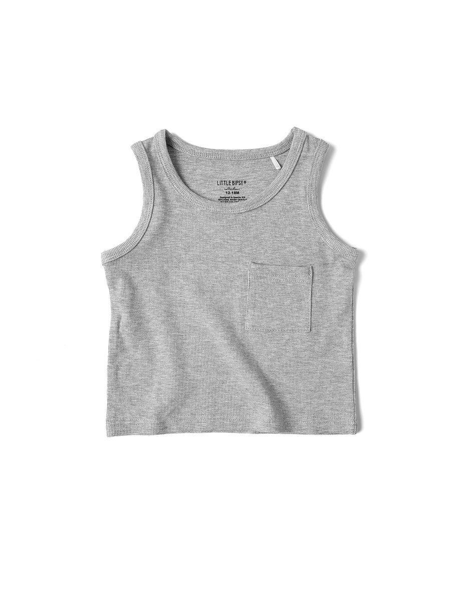 Little Bipsy Ribbed Tank - Grey