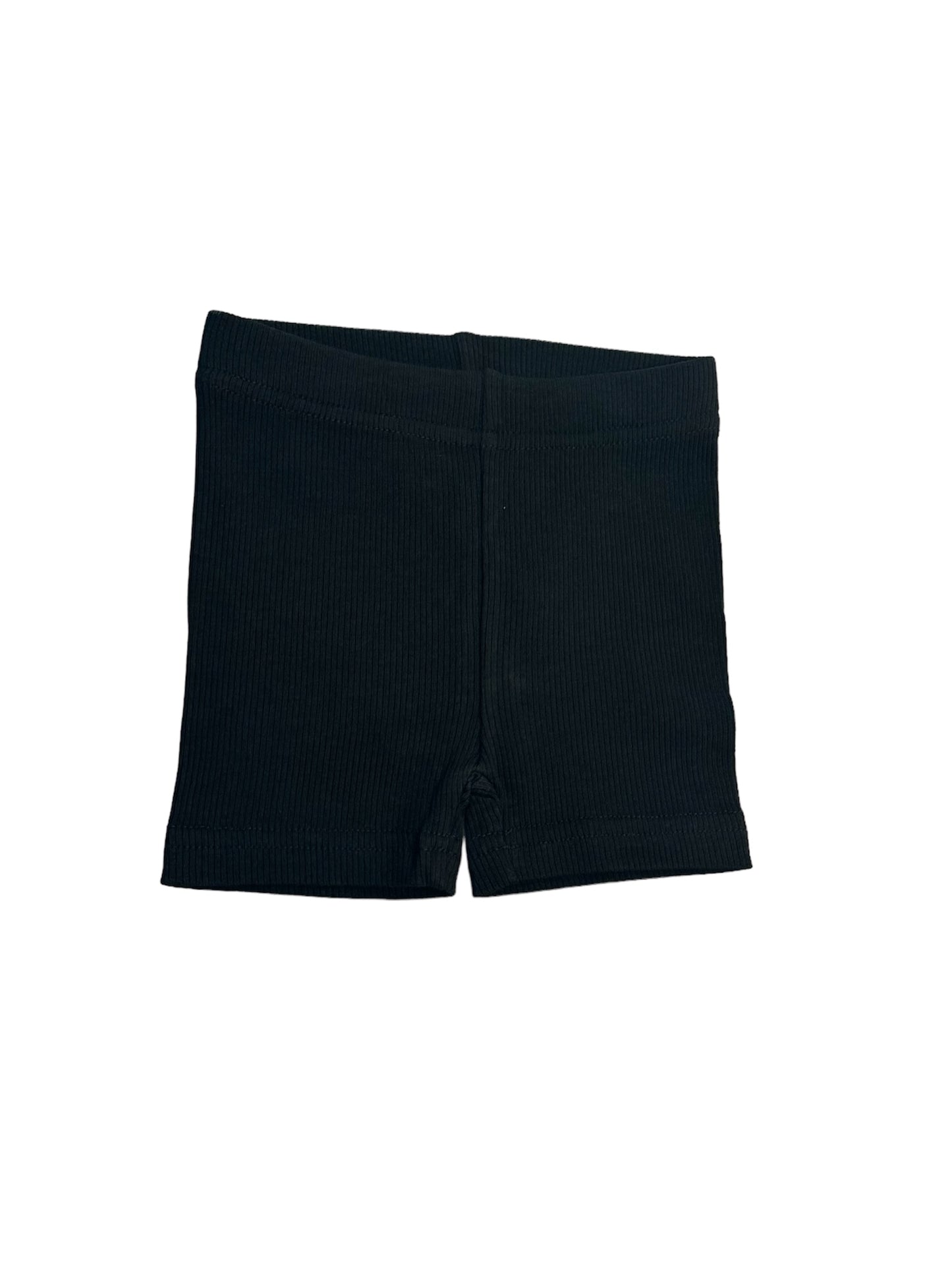 Bamboo Ribbed Biker Shorts - Black