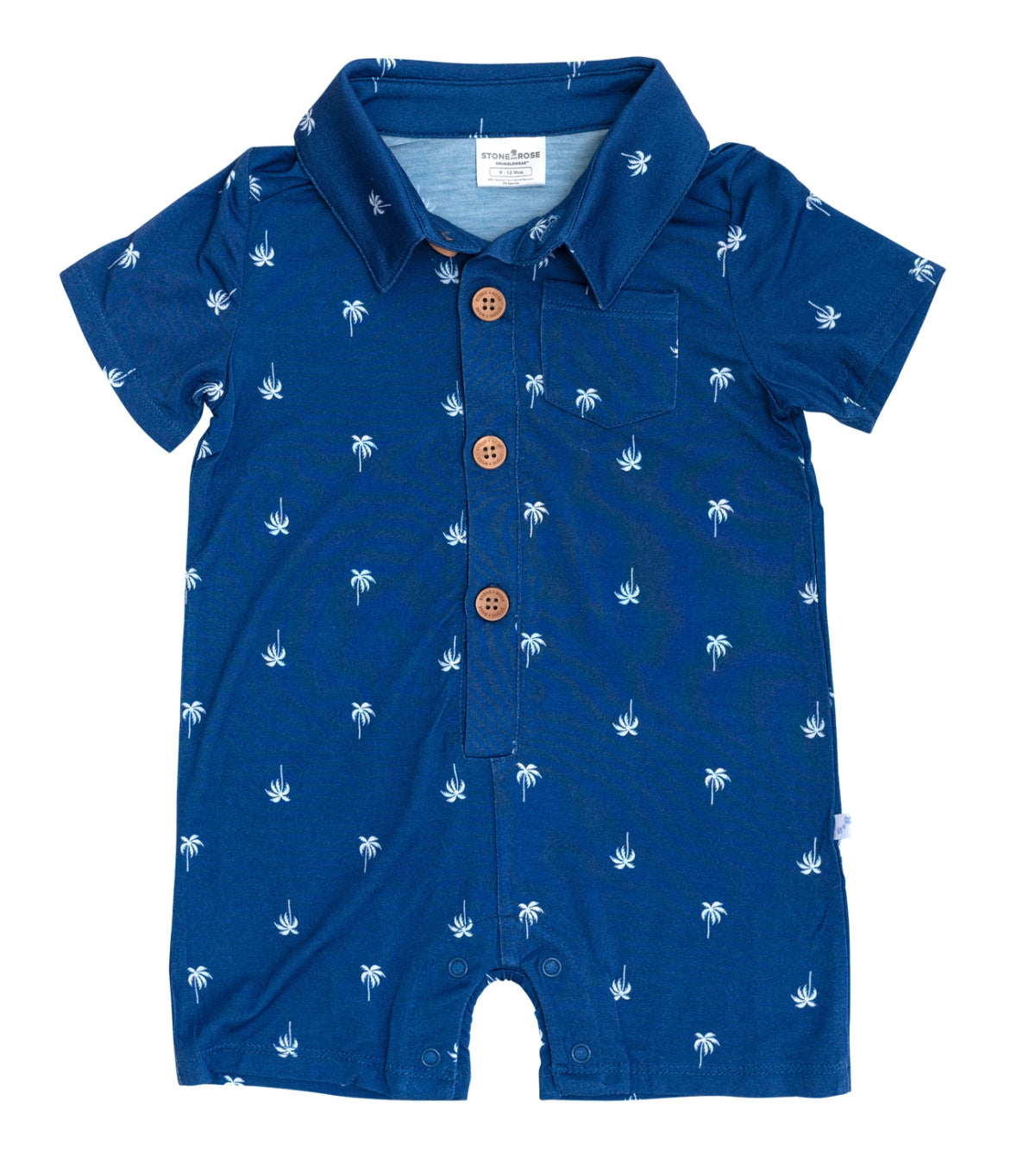 Blue Palm Romper - Bamboo