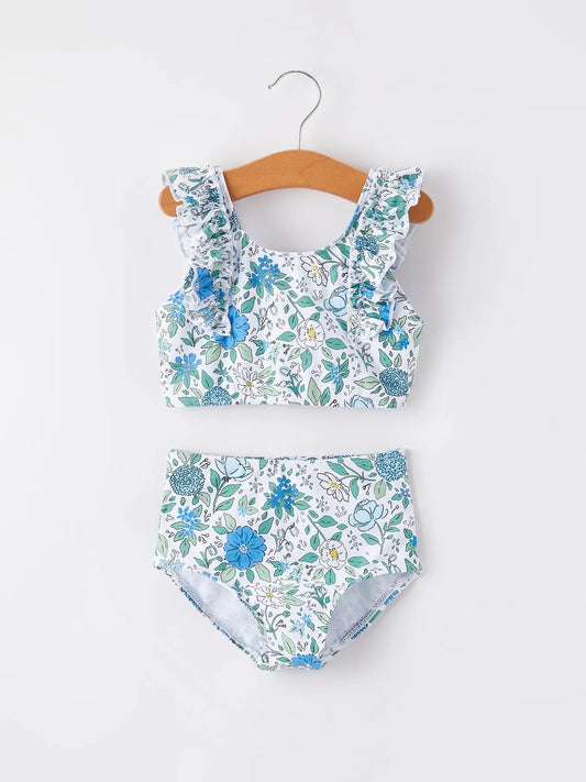 Girls Swimsuit - Blue Floral
