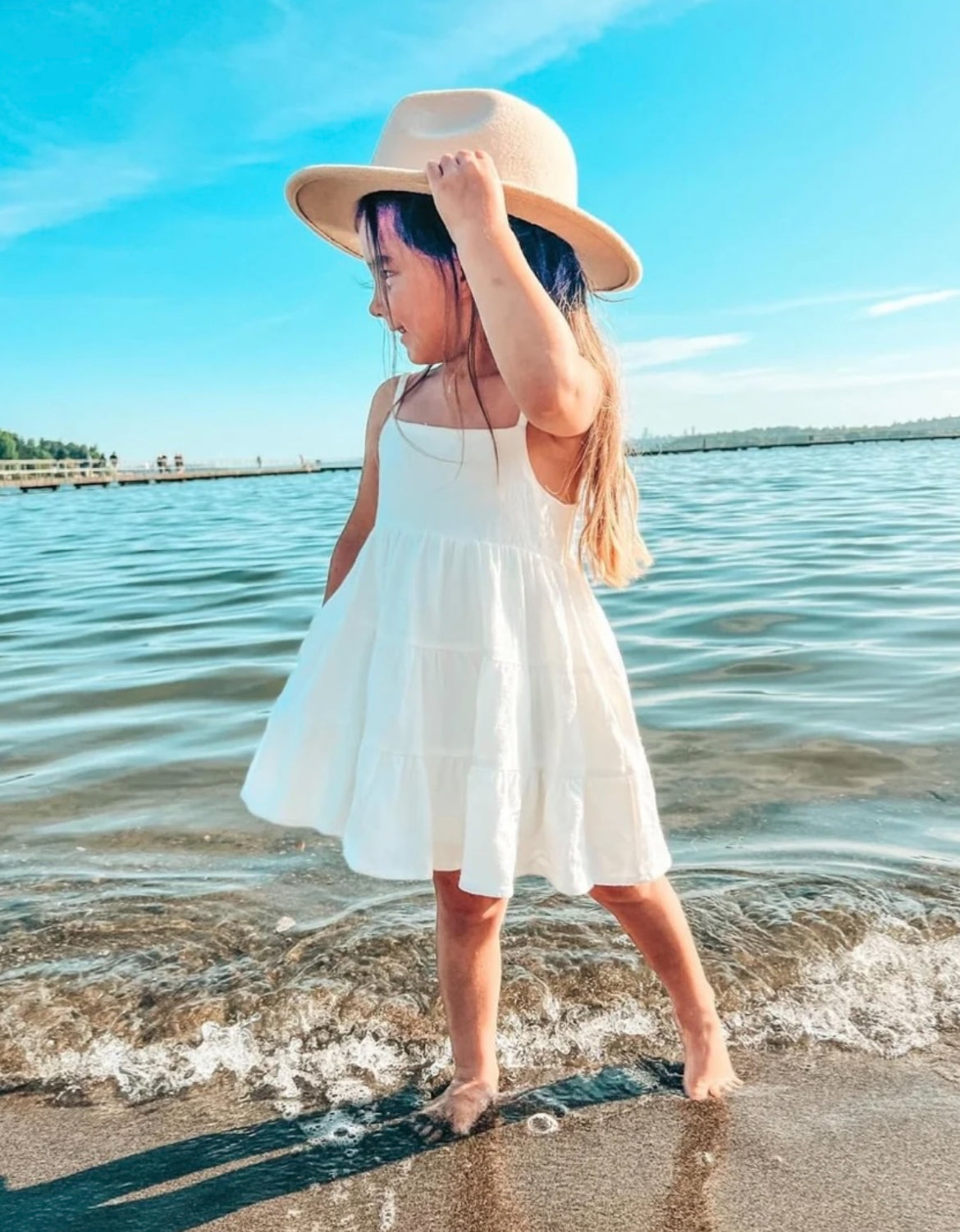 Linen Tiered Dress - White