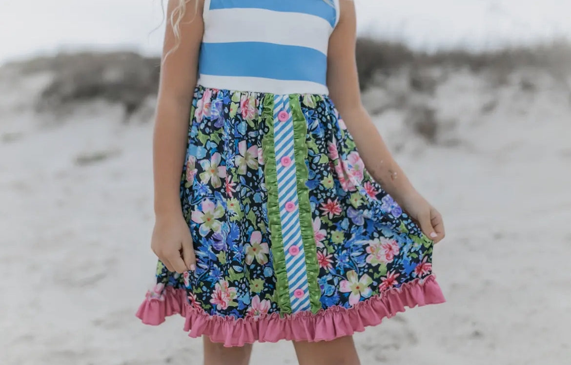 Dress - Wide Stripe Floral