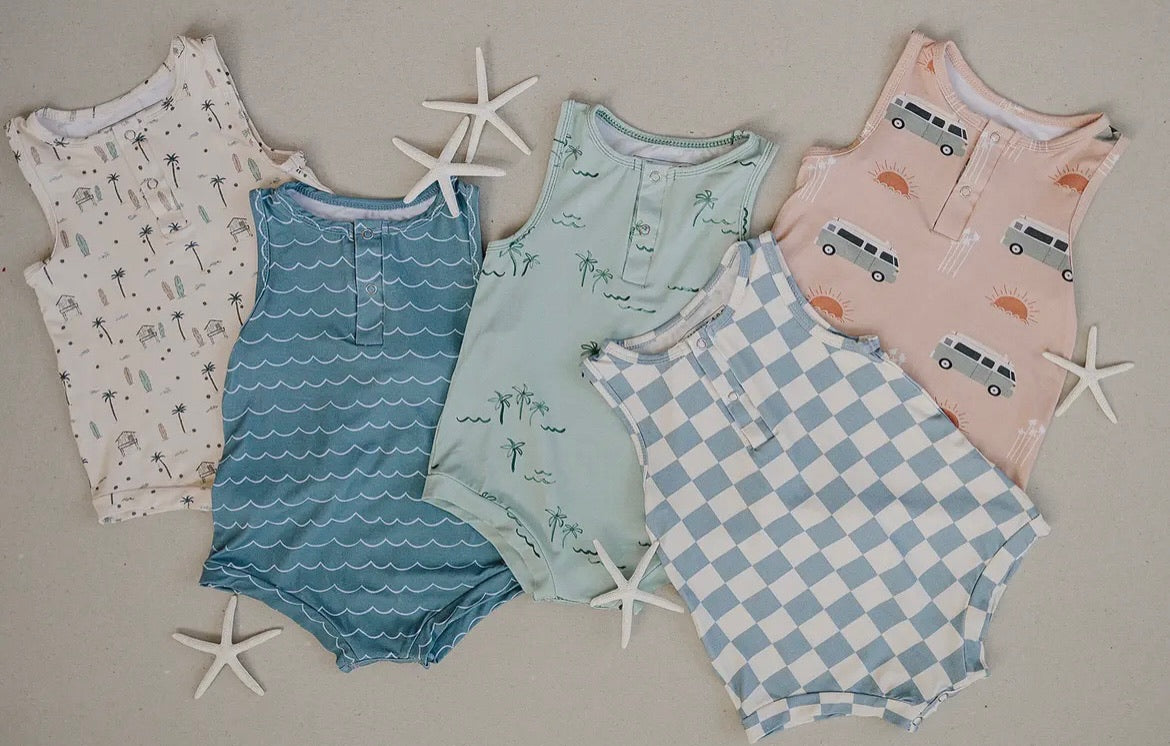 Bamboo Tank Romper - Palm Trees