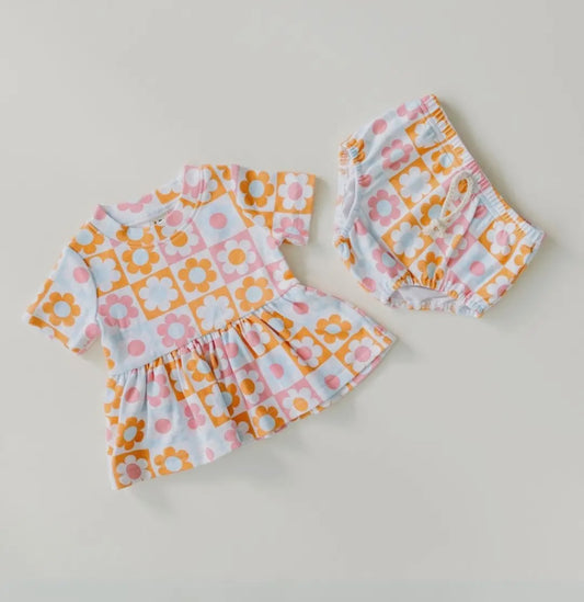 Peplum Set - Checks and Flowers