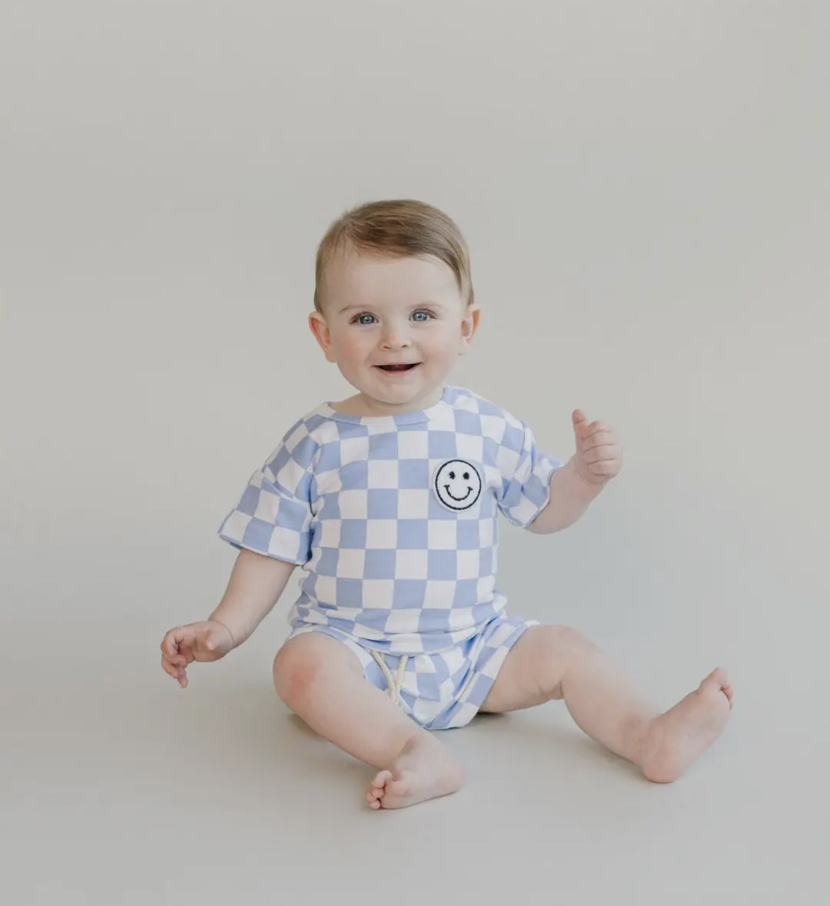 Checkered Shorts Set - Blue