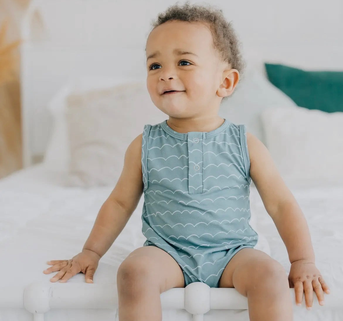 Bamboo Tank Romper - Waves