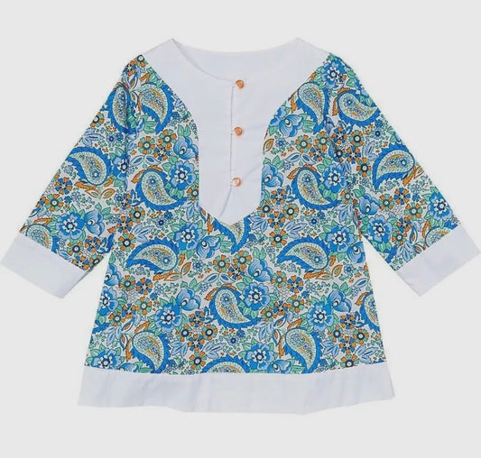 Blue Paisley Girls Caftan