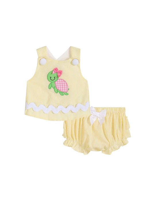 Seersucker Turtle Bloomer Set