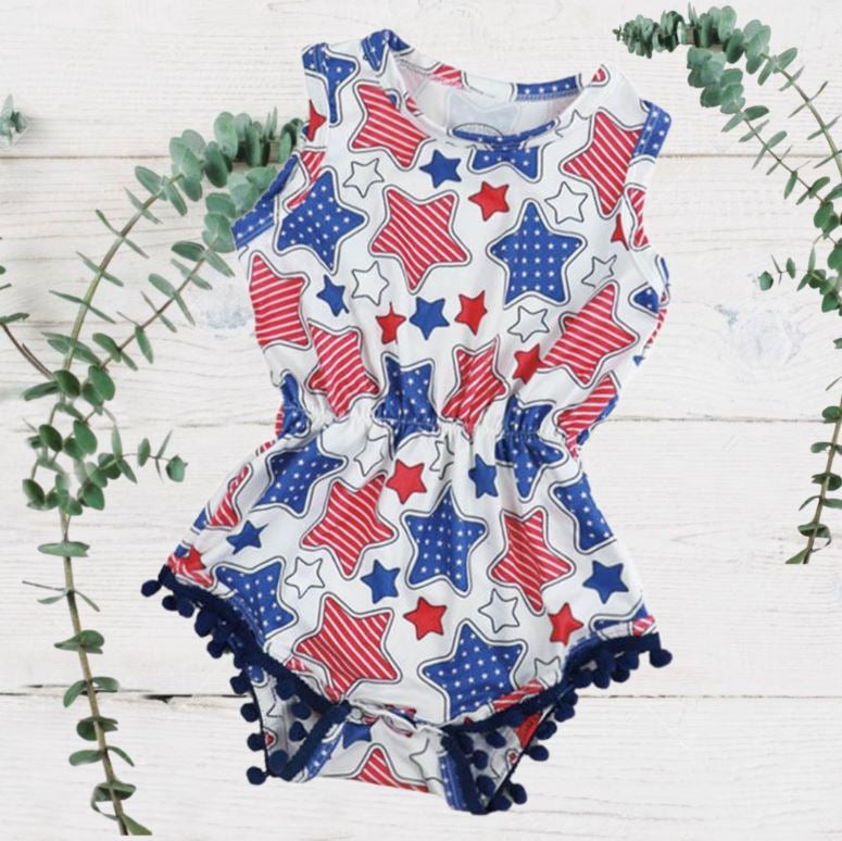 Red, White & Blue Star Romper