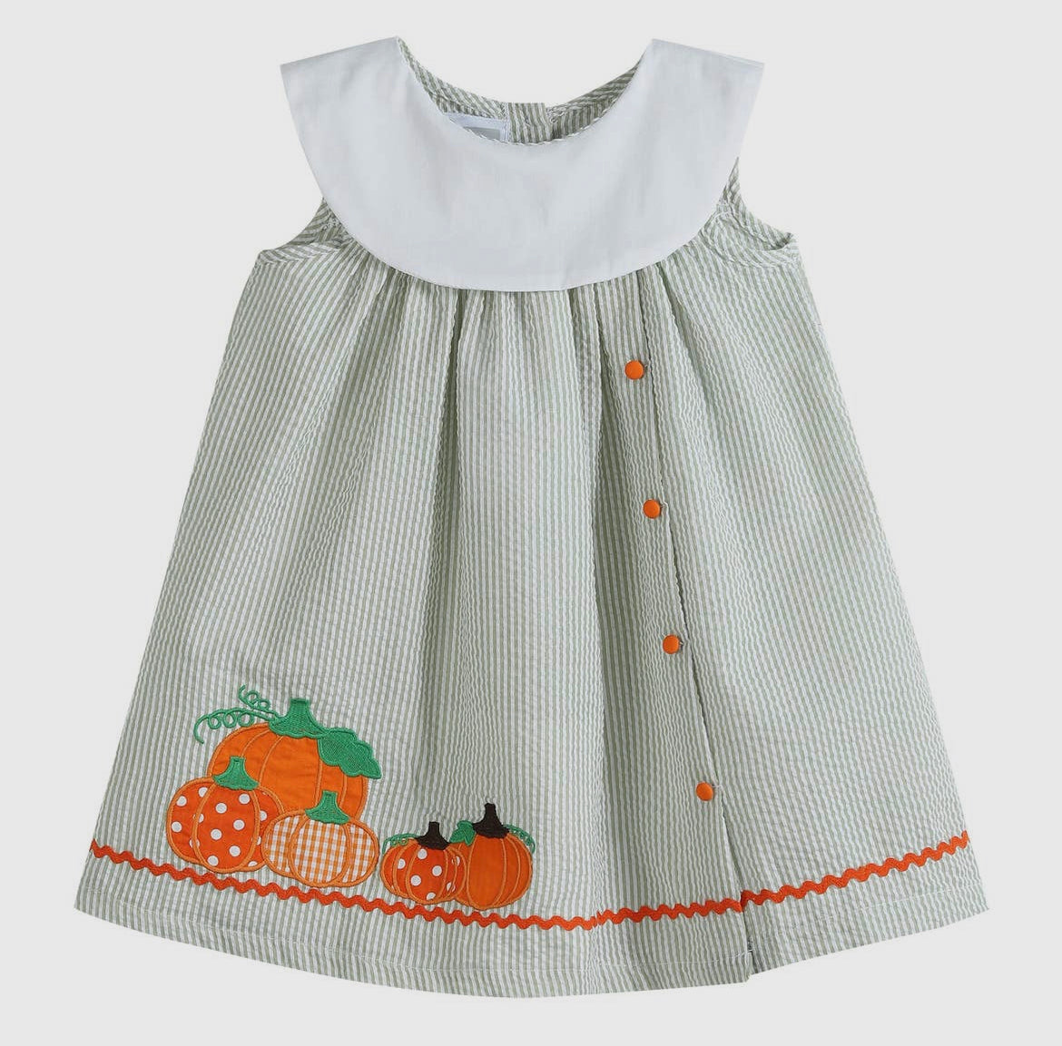 Seersucker Pumpkin Dress - Green