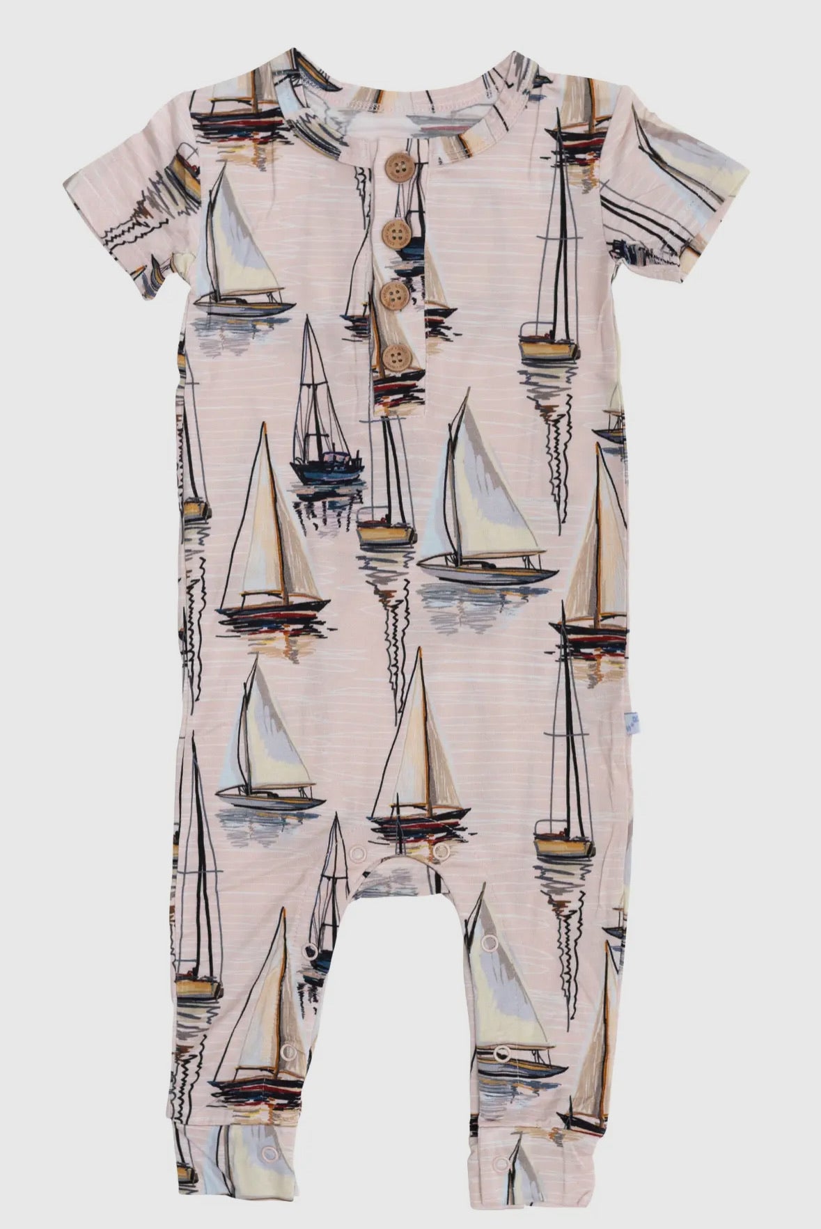 Sailboat Henley Romper Bamboo