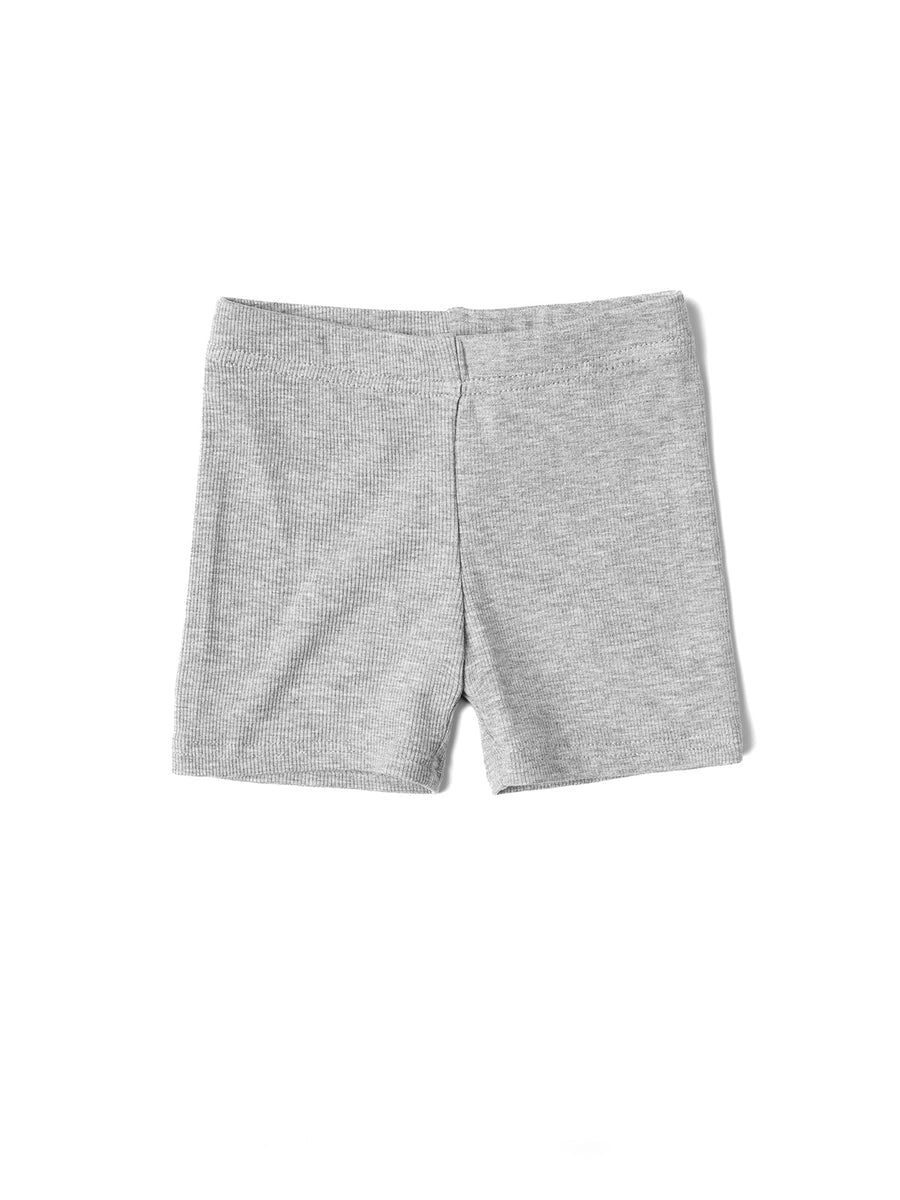 Ribbed Biker Shorts - Light Grey