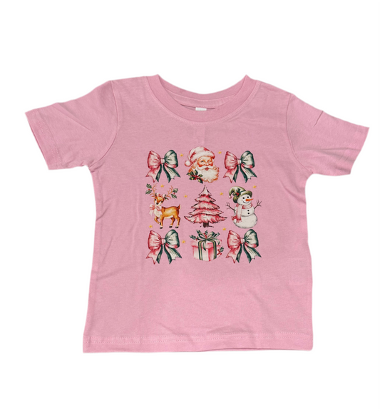 Girls Bow Christmas Tree Tee