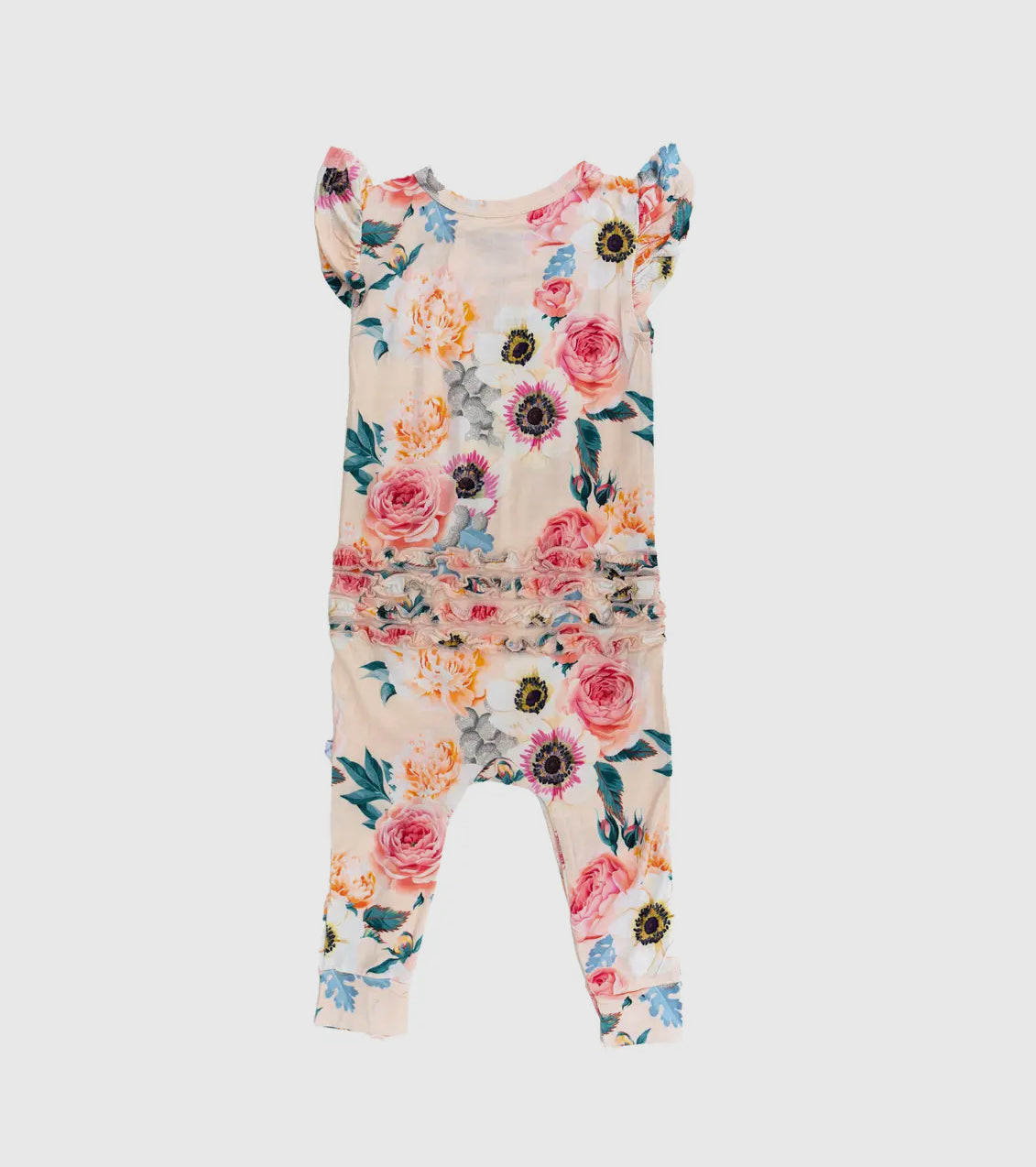 Peony Flutter Sleeve Romper Bamboo