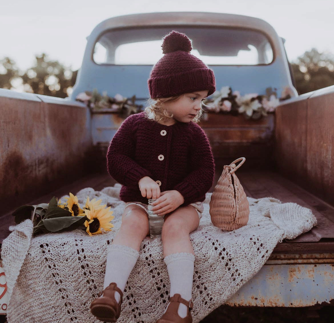 Garter Stitch Beanie - Plum