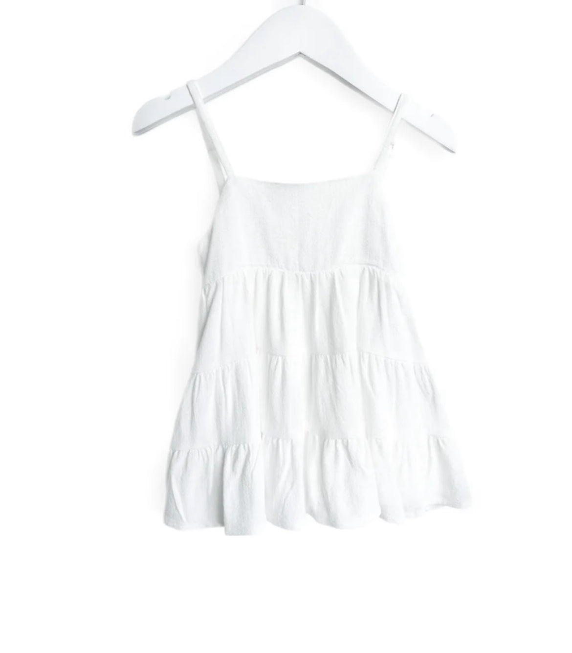 Linen Tiered Dress - White - Little Bipsy