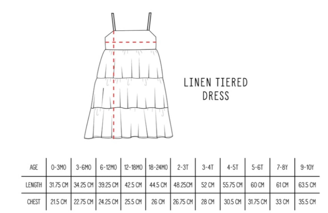 Linen Tiered Dress - White - Little Bipsy