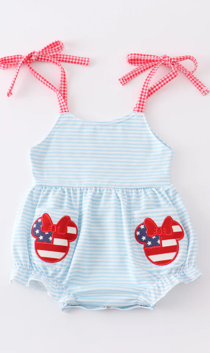 Mouse Romper - Red, white & blue