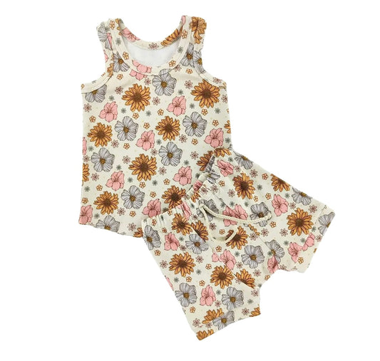 Two Piece Tank Top Set - Floral