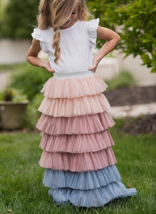 Ombre Tiered Tulle Party Skirt