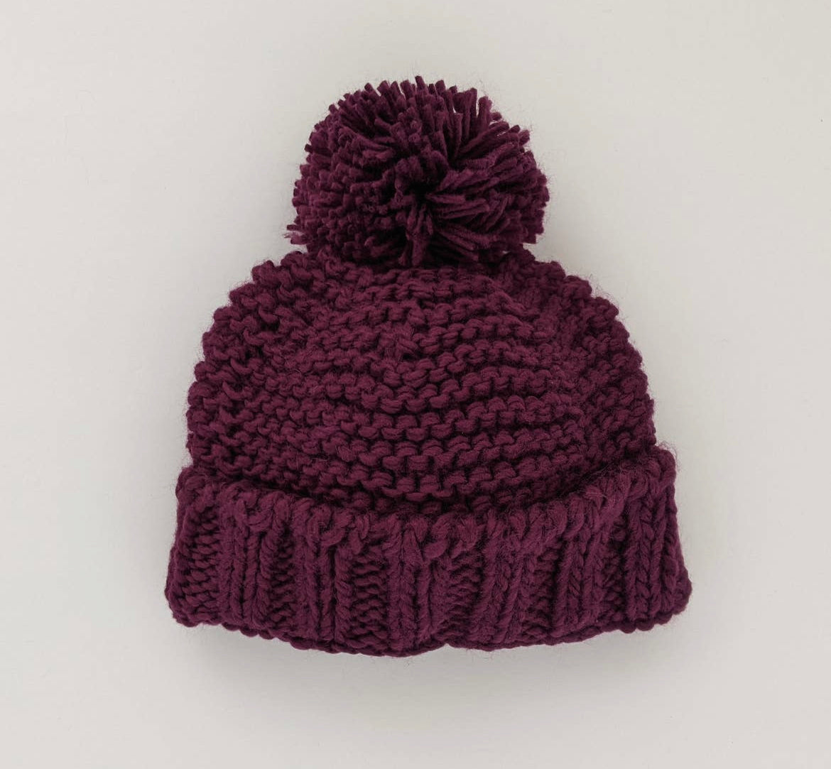 Garter Stitch Beanie - Plum