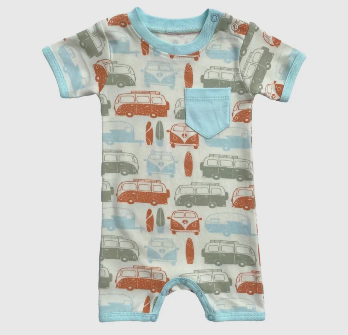 Organic Cotton Romper - Vintage Bus