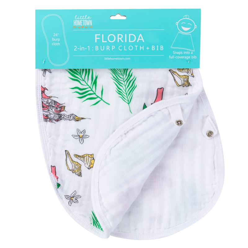 Florida Floral Bib/Burp Cloth Combo