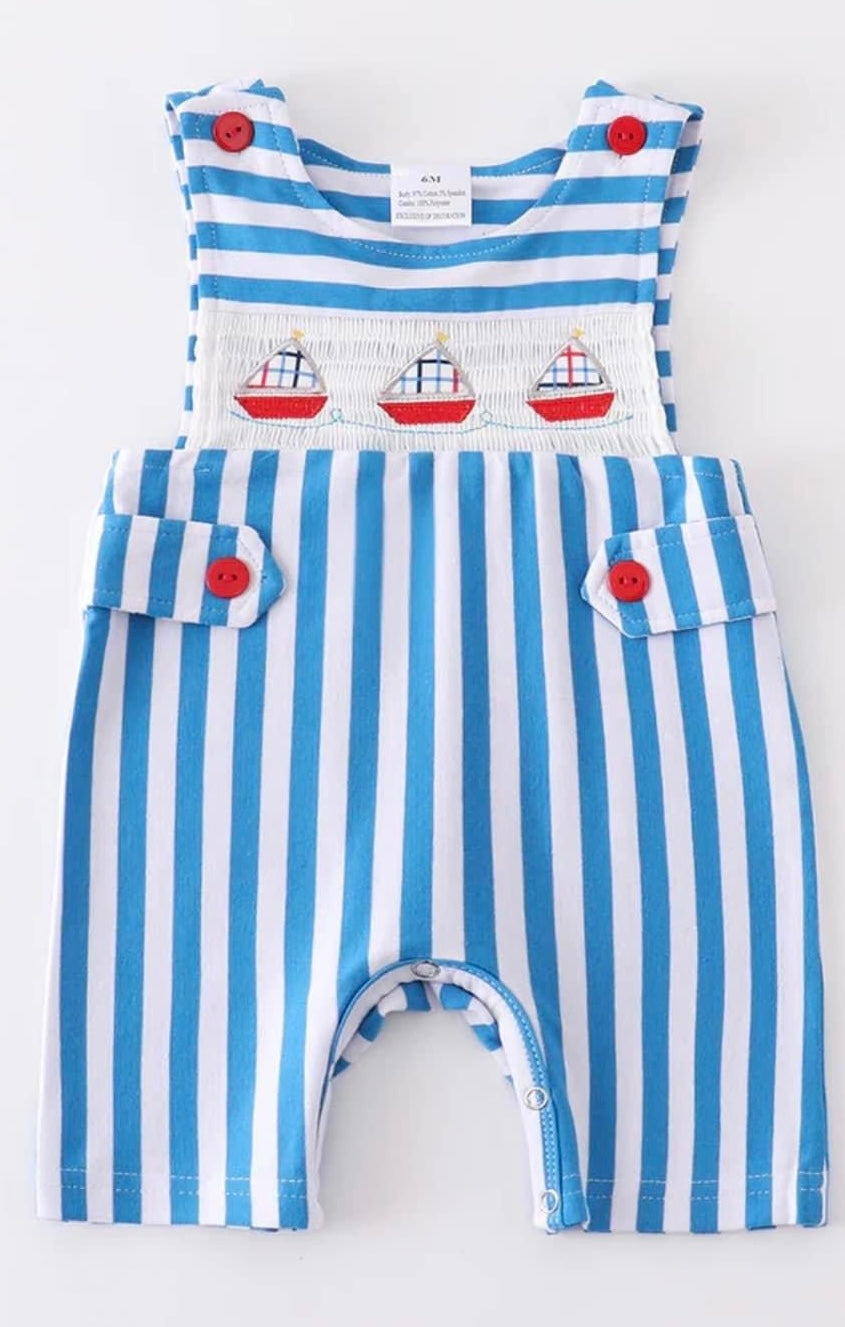 Sailboat Striped Romper