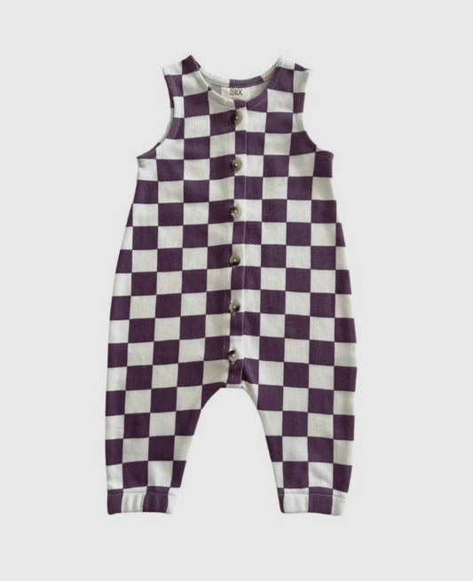 Checkered Jumpsuit - Berry