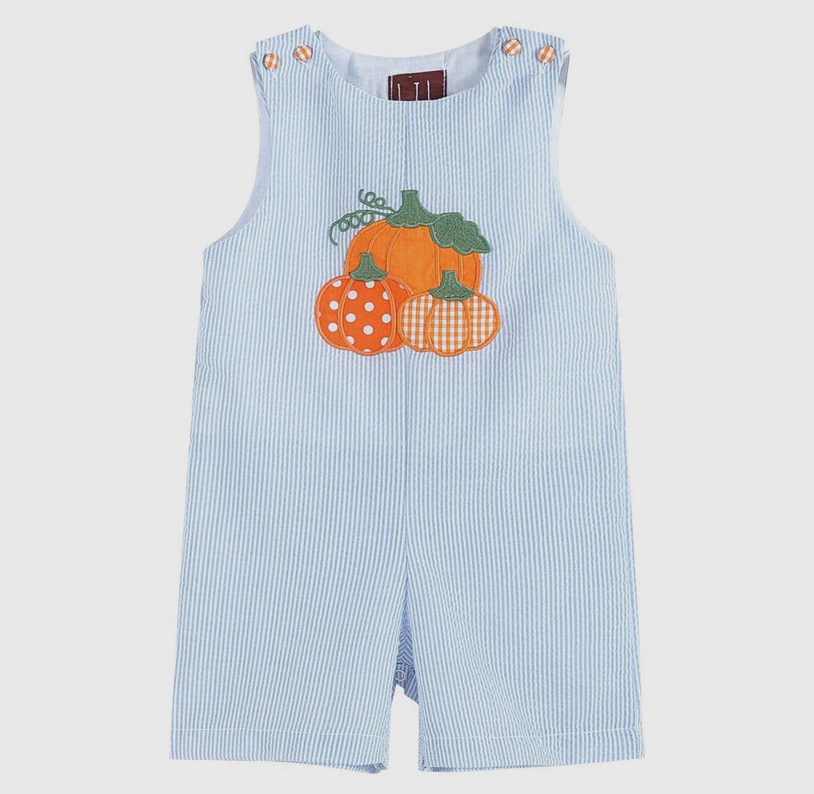 Seersucker Pumpkin Shortalls - Blue